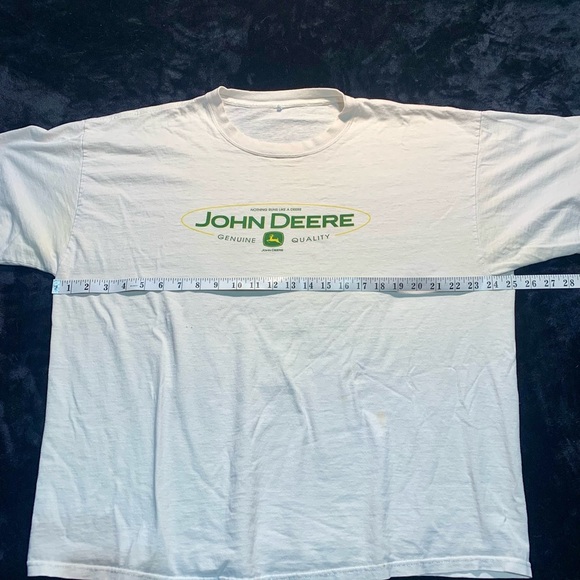 💙 Vintage 90s John Deere White and Green T-Shirt XL Distressed - Picture 5 of 10